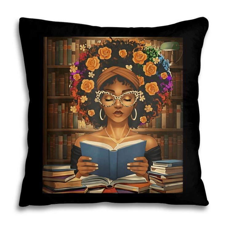 History Month Black Afro Girl Women Book Lovers Flower Pillowcase