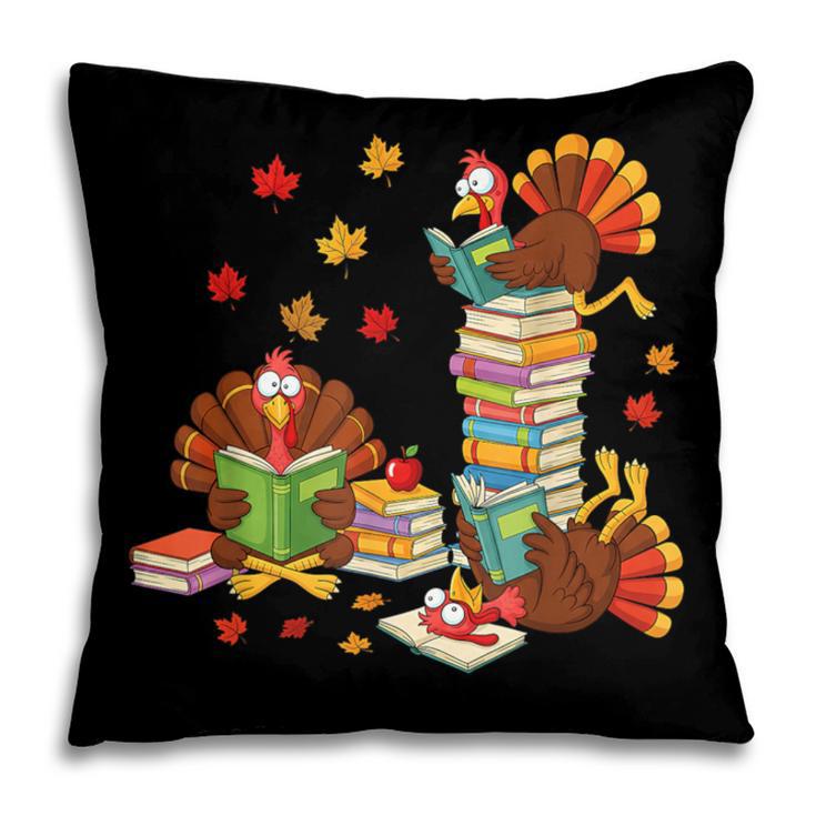 Turkey Reading Books Fall Librarian Book Lover Teacher Kids Pillowcase