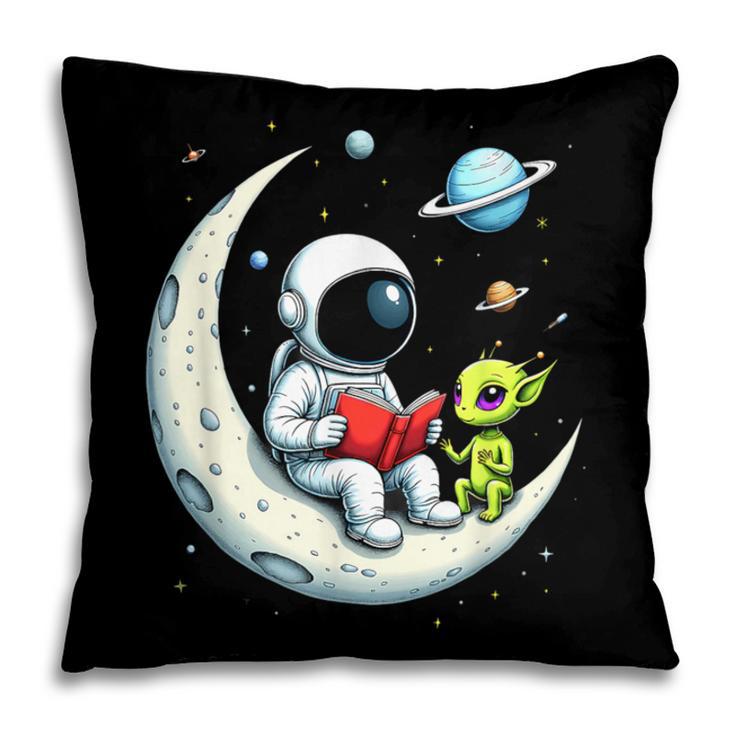 UFO Alien Astronaut Reading Book In Space Pillowcase