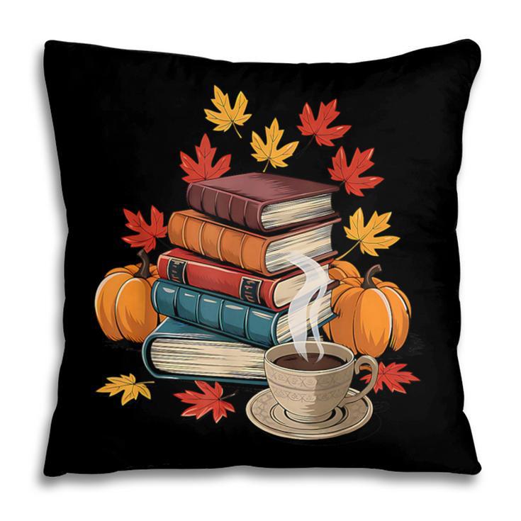 Vintage Books Tea Lovers Fall Autumn Leaves And Pumpkins Pillowcase