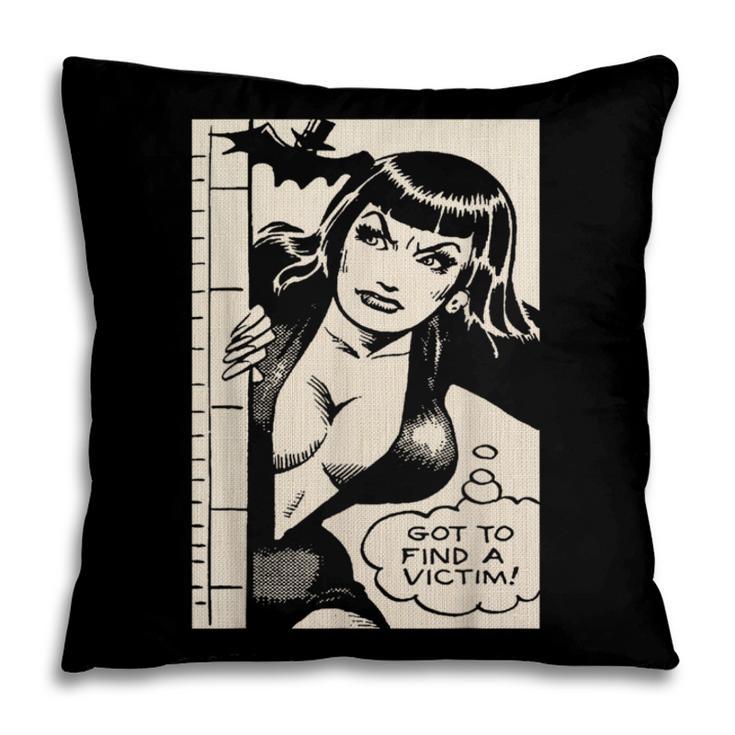 Vintage Vampire Bat Vampire Pin Up Girl Horror Comic Book Pillowcase