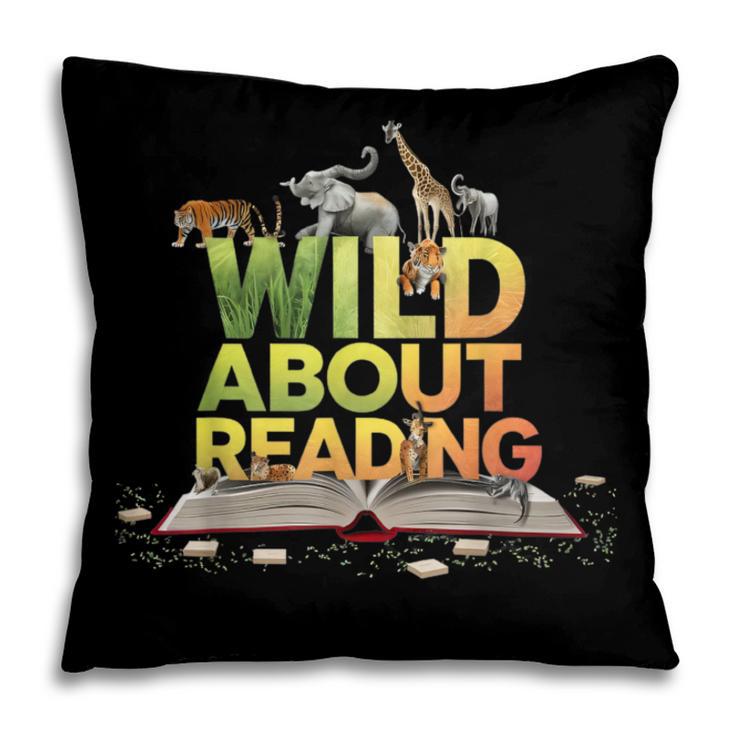 Wild About Reading Books Lovers Novelty Bookworm Library Day Pillowcase