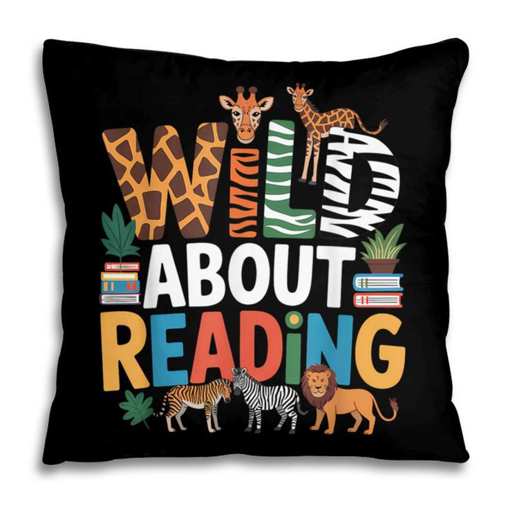 Wild About Reading Zoo Animals Books Reader Lover Pillowcase