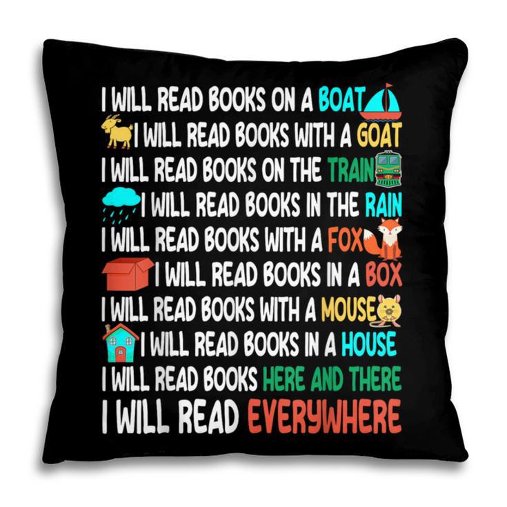 I Will Read Books On A Boat & Everywhere Reading Book Pillowcase