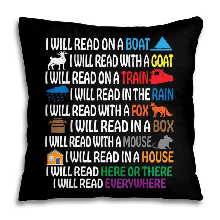 I Will Read Books On A Boat & Everywhere Reading Kids Book Pillowcase