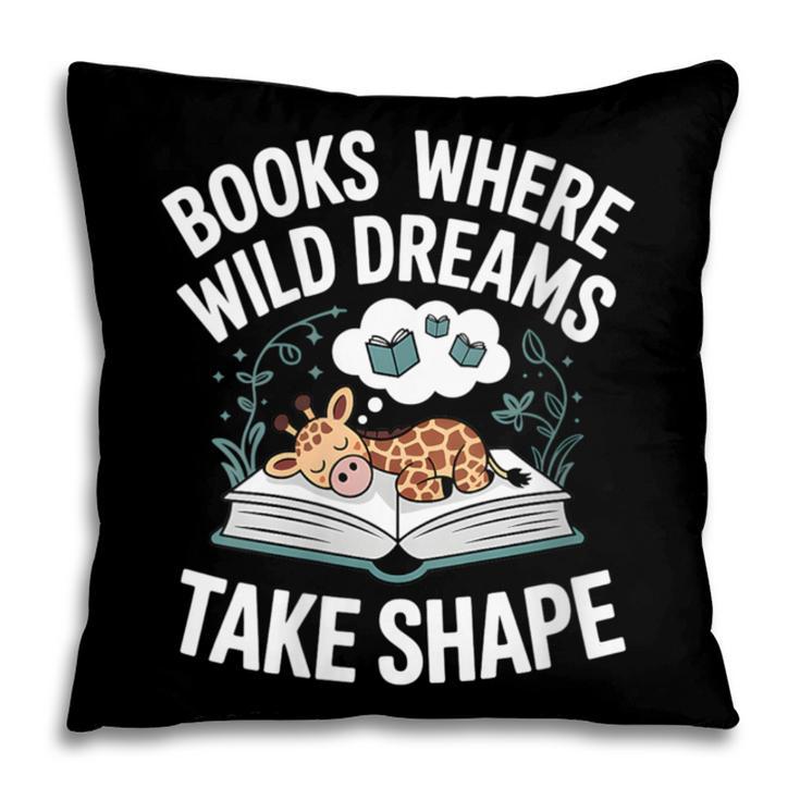 Women's Wild Dreams Reading Giraffe Book Reader Zoo Animals Kids Pillowcase