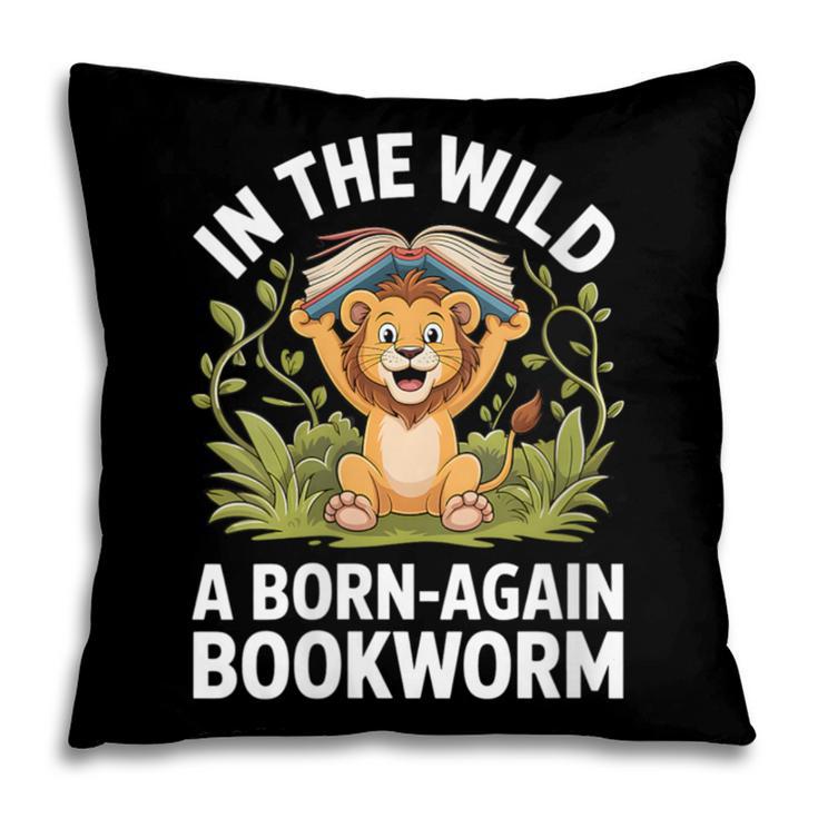Women's Wild About Reading Book Reader Lion Zoo Animals Kids Pillowcase
