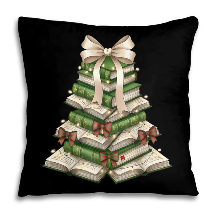 Xmas Tree Books Merry Christmas Coquette Bow Teacher Holiday Pillowcase Xmas Tree Books Merry Christmas Coquette Bow Teacher Holiday Pillowcase