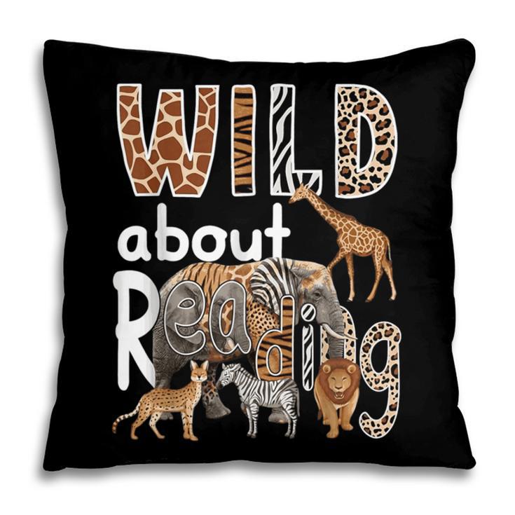 Zoo Animals Wild About Reading Books Reader Lover Librarian Pillowcase