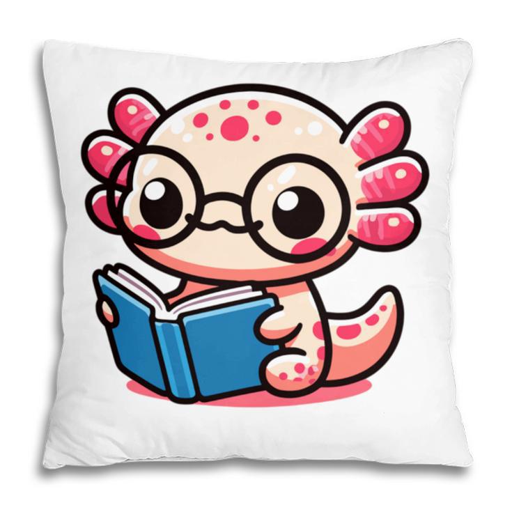 Adorable Book Lover Axolotl With Reading Glasses Cute Pillowcase