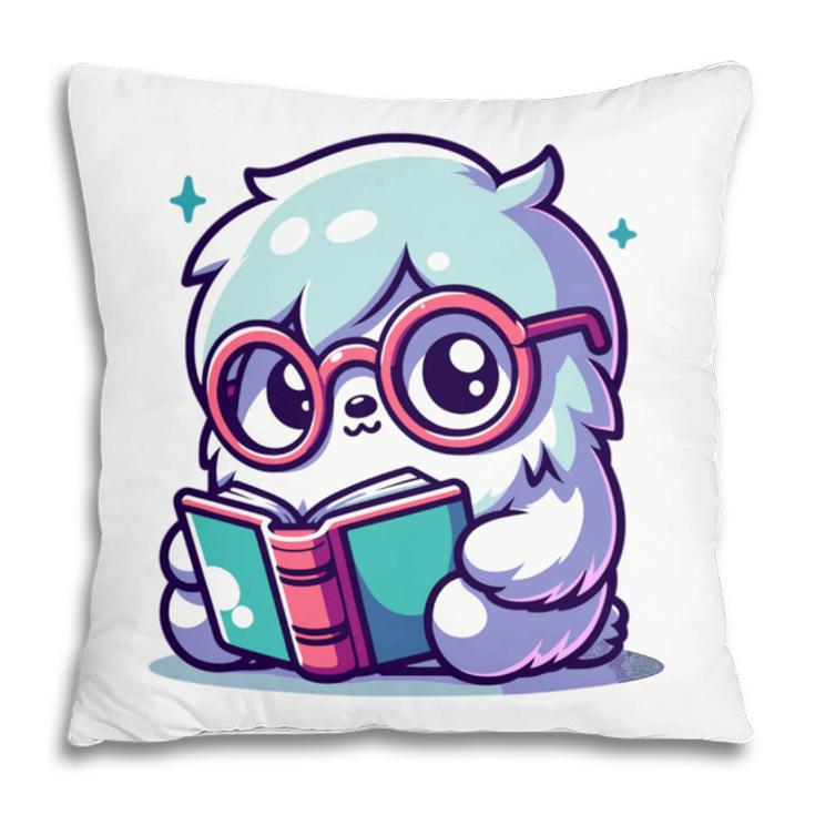 Adorable Book Lover Yeti With Reading Glasses Cute Pillowcase