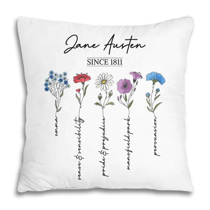 Bookish Feminist Jane Austen Fan Jane Austen Flower Books Pillowcase