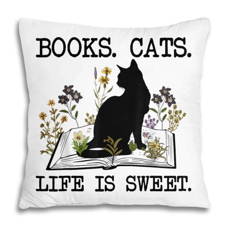 Books Cats Life Is Sweet Cat Book Lover Men Women Teen Pillowcase