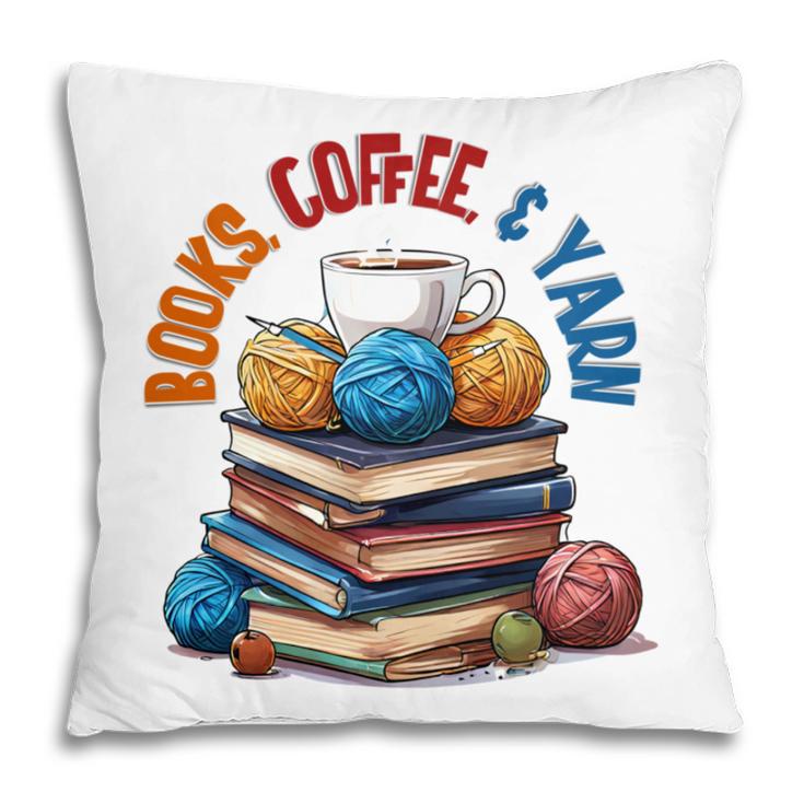 “Books Coffee & Yarn Enthusiast Cozy Reader Pillowcase