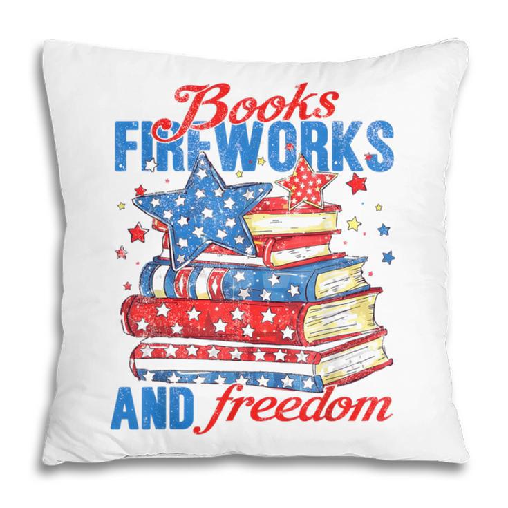 Books Fireworks And Freedom 4th Of July Book Lover Pillowcase