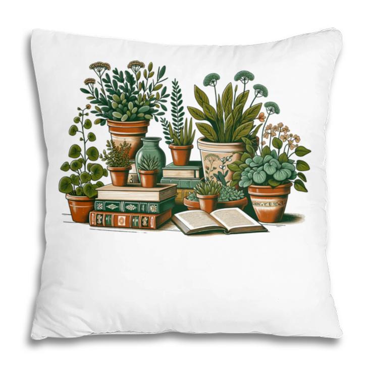 Botanical Garden Plants With Books Pillowcase Botanical Garden Plants With Books Pillowcase
