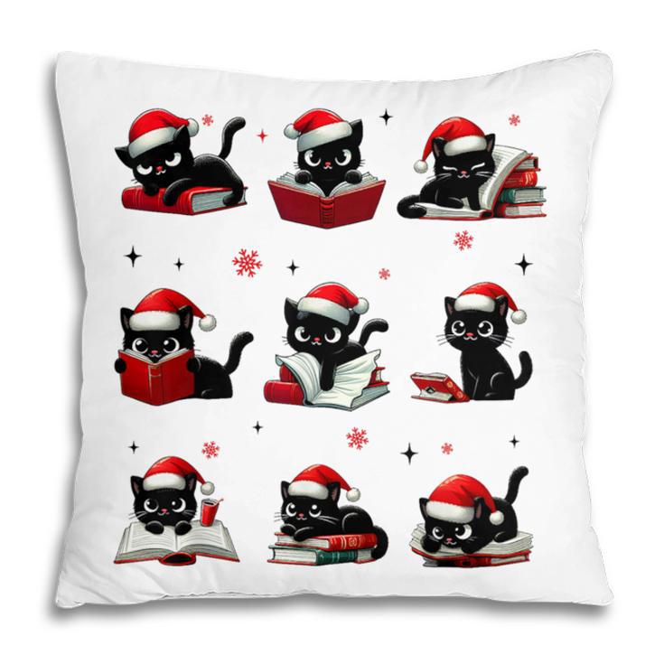Cat Reading Books Lover Christmas Cat Lover Xmas Pillowcase