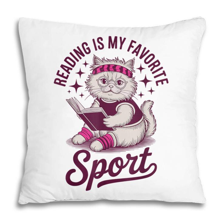 Cat Reading Is My Favorite Sport Retro Book Lover Pillowcase Cat Reading Is My Favorite Sport Retro Book Lover Pillowcase