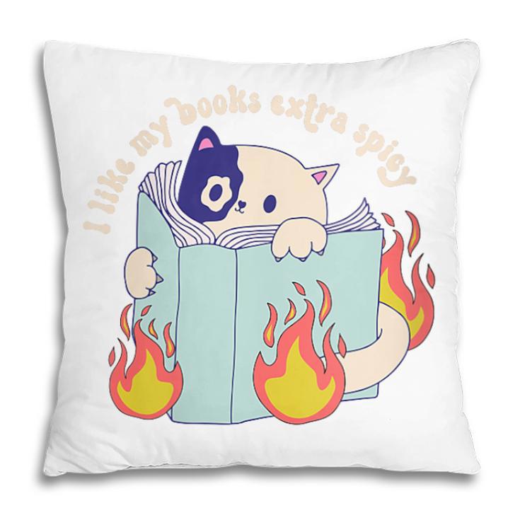 Cat Reading a Romance BookI Like My Books Extra Spicy Pillowcase Cat Reading a Romance BookI Like My Books Extra Spicy Pillowcase