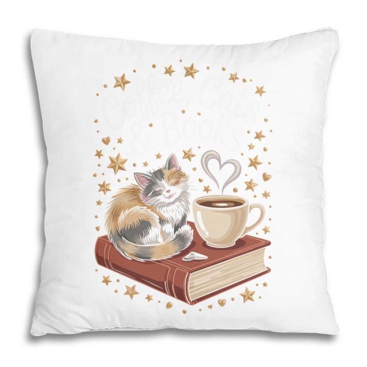 Coffee Cats & Books Cute Cat Book Lover Reading Pillowcase Coffee Cats & Books Cute Cat Book Lover Reading Pillowcase