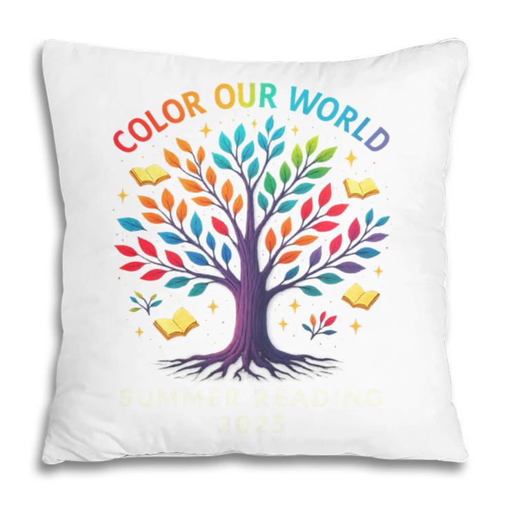 Color Our World Summer Reading Program 2025 Trippy Book Tree Pillowcase