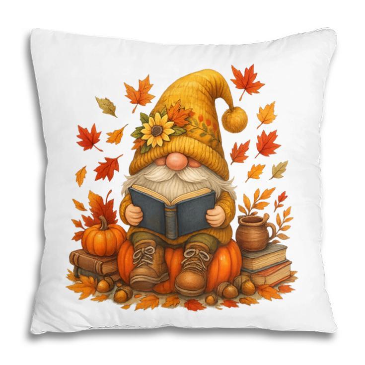 Cute Autumn Gnome Reading Pumpkin Book Lover Pillowcase