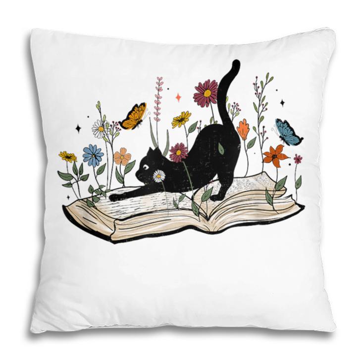 Cute Cat Flower Garden Book Kitty Reading Floral Men Women Girls Kids Pillowcase