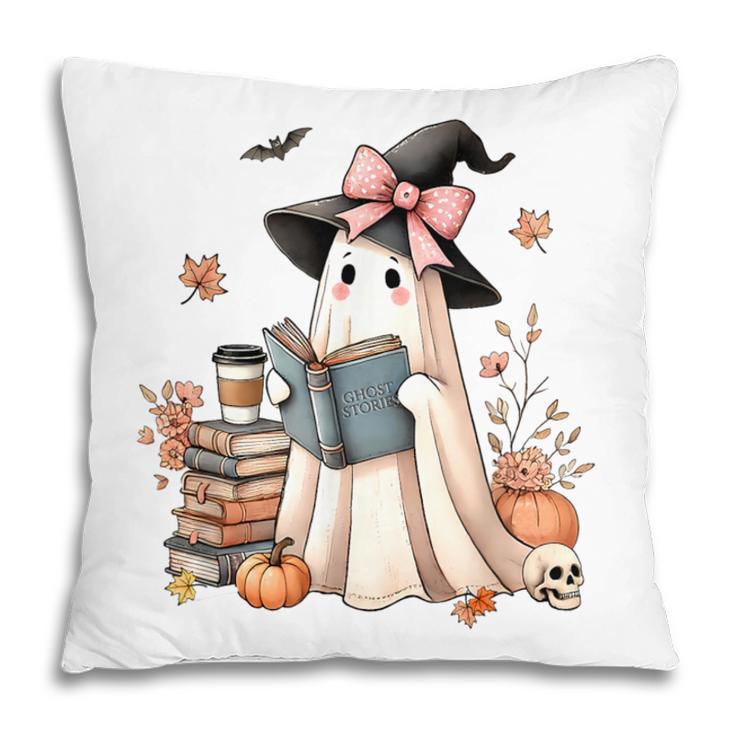 Cute Ghost Reading Book Librarian Book Lover Pillowcase