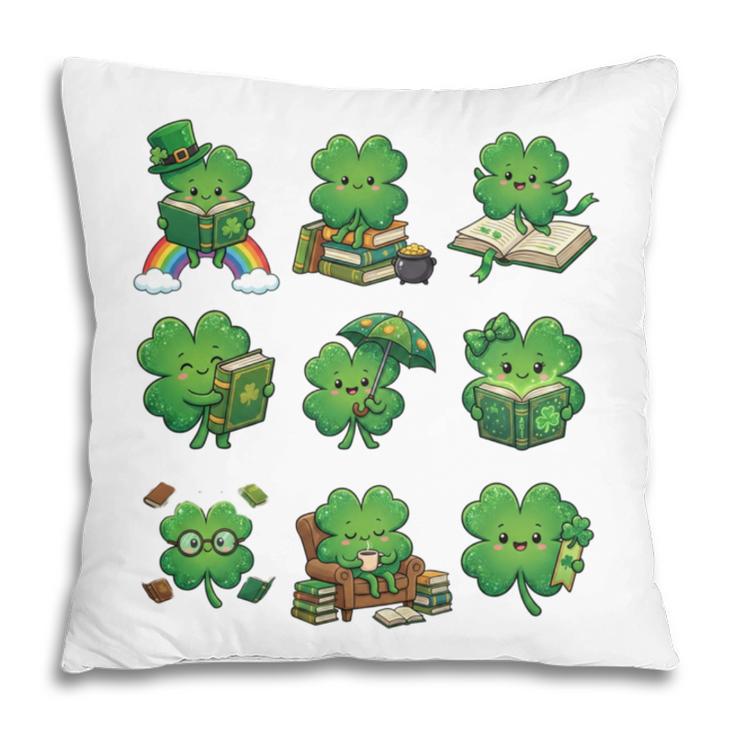 Cute Shamrock Reading St Patricks Day Teacher Book Lovers Pillowcase