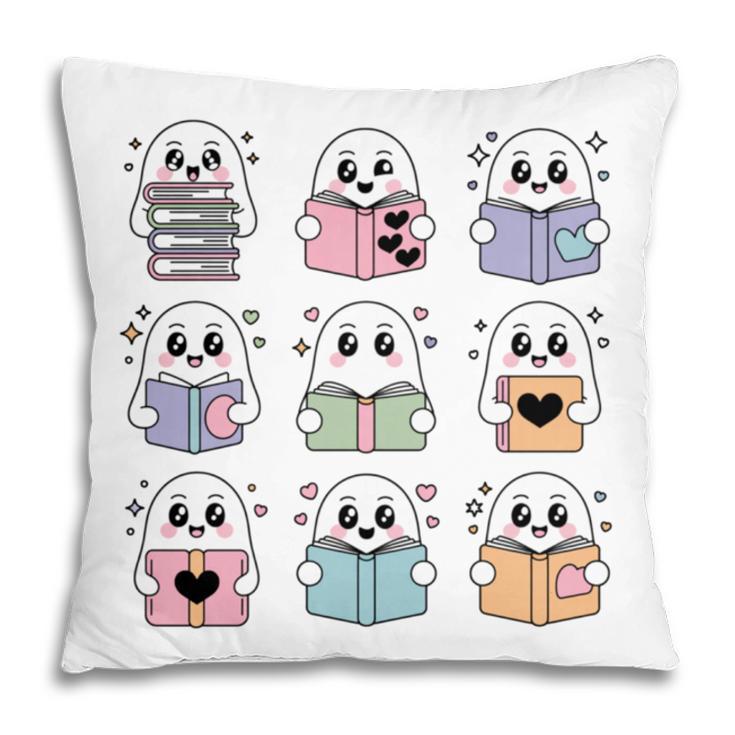 Halloween Ghosts Reading Books Pattern Spooky Kawaii Anime Pillowcase