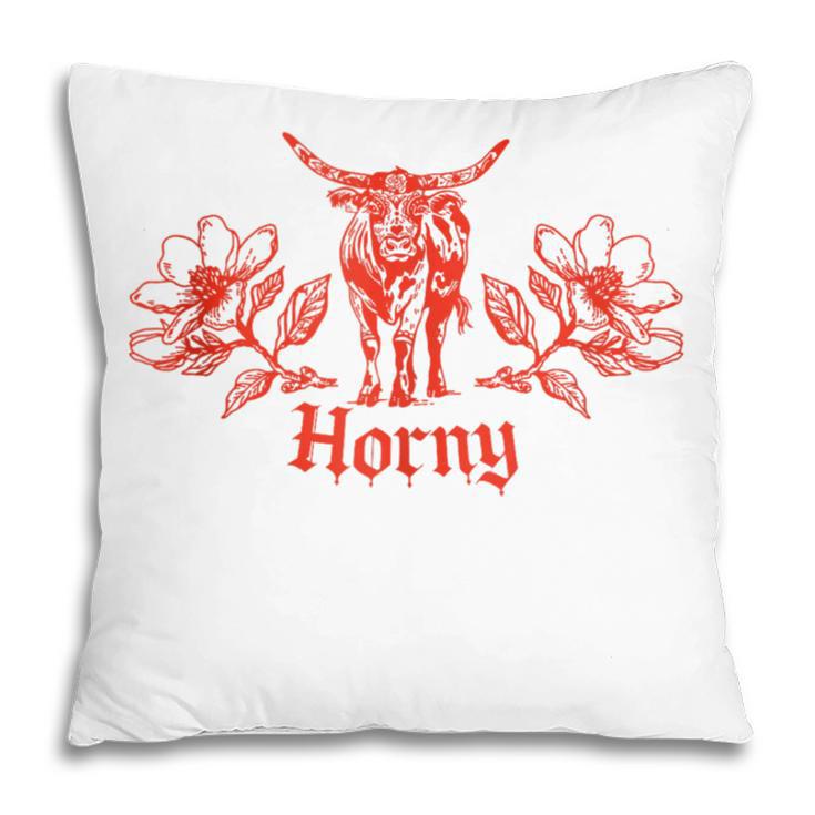 Horny Bull Romance Reader Shirt Spicy Books Bull Pun Pillowcase