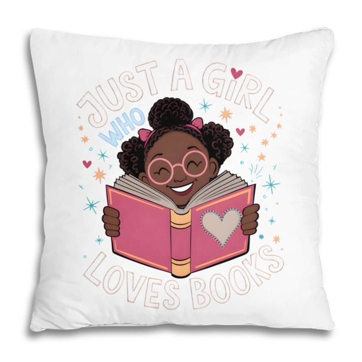 Just A Girl Who Loves Books Cute African American Afro Pillowcase