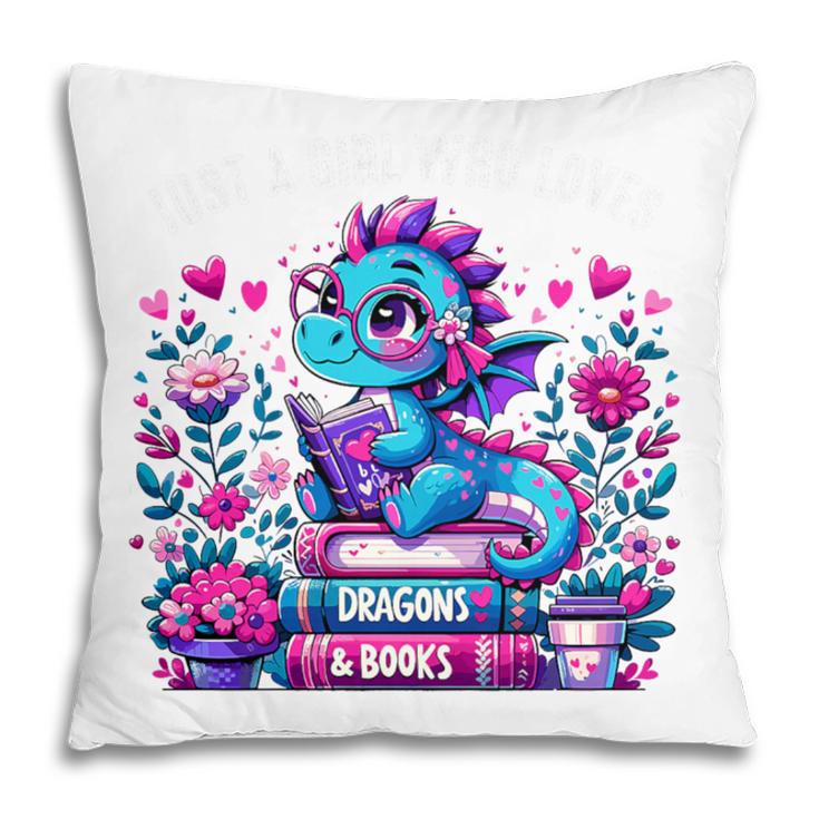 Just A Girl Who Loves Dragons And Books Cute Dragon Reading Premium Tri-Blend Pillowcase