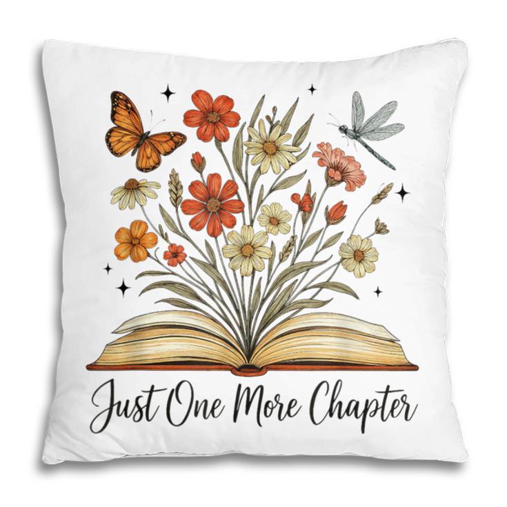 Just One More Chapter Open Book Flowers Pillowcase