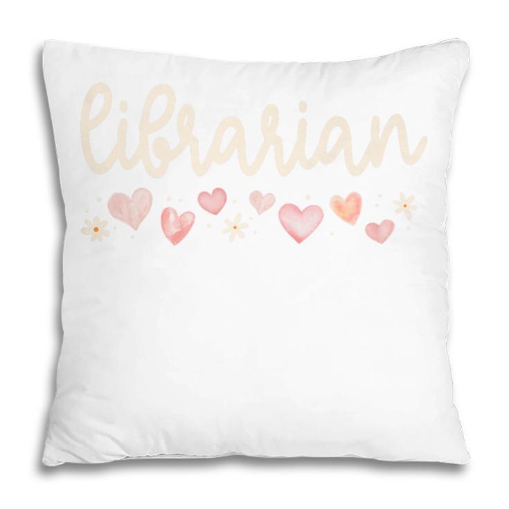 Librarian Valentines Day Daisy School Library Book Lover Premium Pillowcase