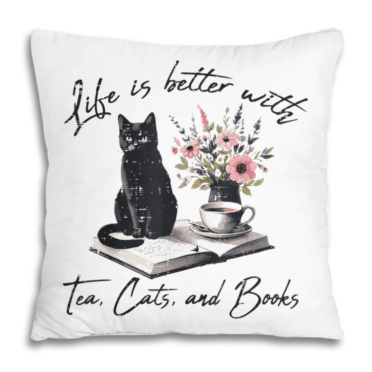 Life Better With 2 Cats Books Kitten Kitty Women Girls Kids Pillowcase
