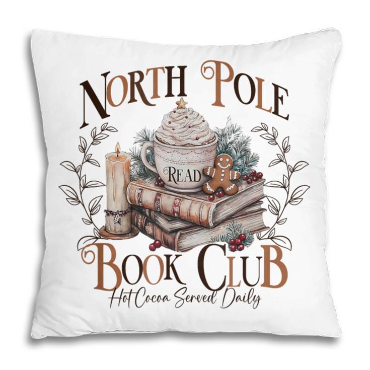 North Pole Book-Club Hot Cocoa Served Daily Christmas Book Pillowcase