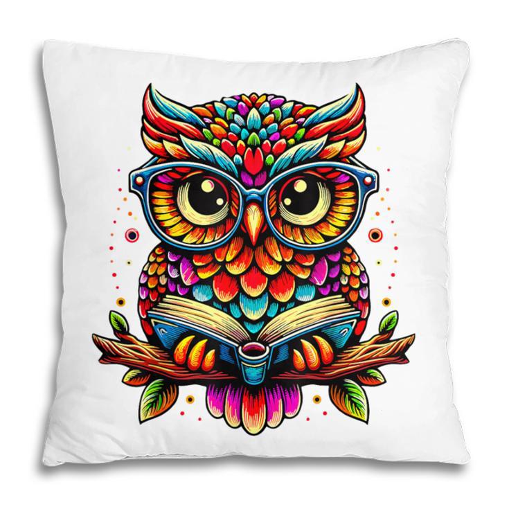 Owl With Glasses And Book Reading Pillowcase