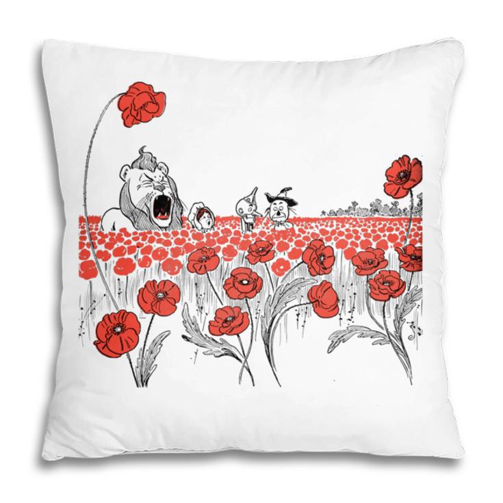 Poppy Field Wizard Of Oz Cowardly Brave Lion Book Pillowcase