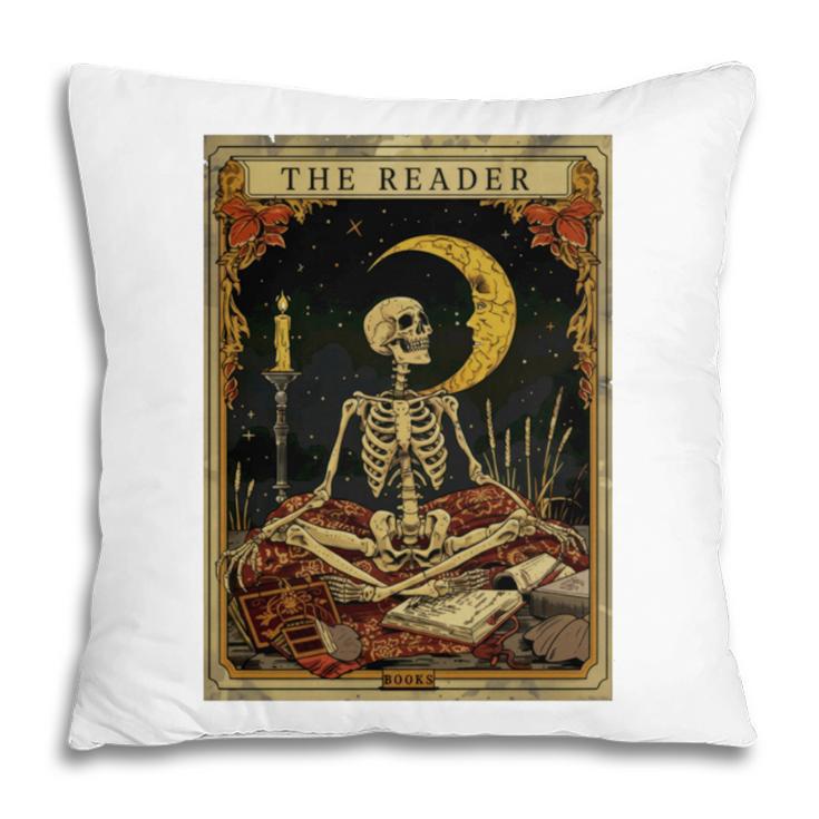 The Reader Tarot Card Book Lover Skeleton Art Goth Style Pillowcase