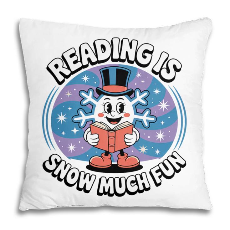 Reading Is Snow Much Fun Snowflake Book Lovers Winter Theme Premium Tri-Blend Pillowcase