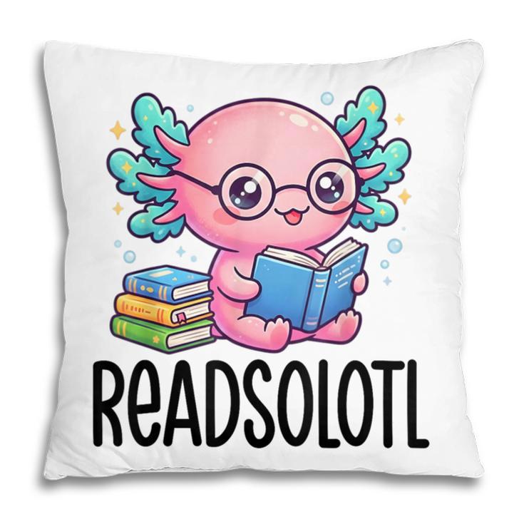 Readsolotl Cute Axolotl Reading Book Kawaii Pink Aesthetic Pillowcase