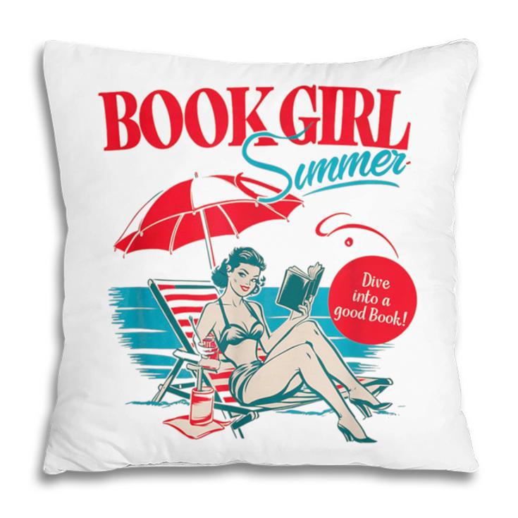 Retro Book Girl Summer For Women Beach Reading Pillowcase Retro Book Girl Summer For Women Beach Reading Pillowcase