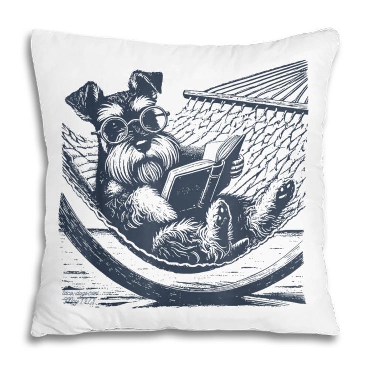 Schnauzer Hammock Reading Book Schnauzer Glasses Pillowcase