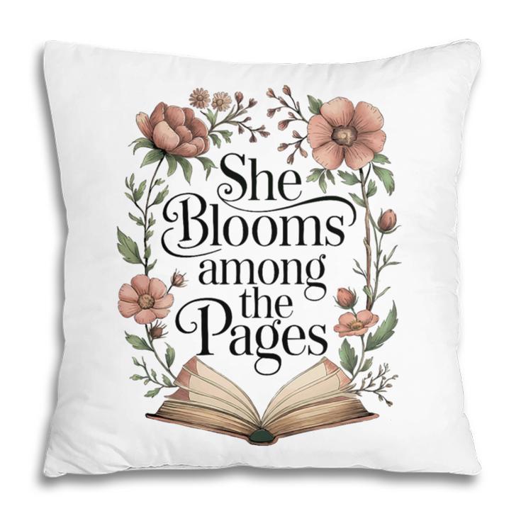 She Blooms Among The Pages Women Mom Wife Floral Book Lover Premium Tri-Blend Pillowcase