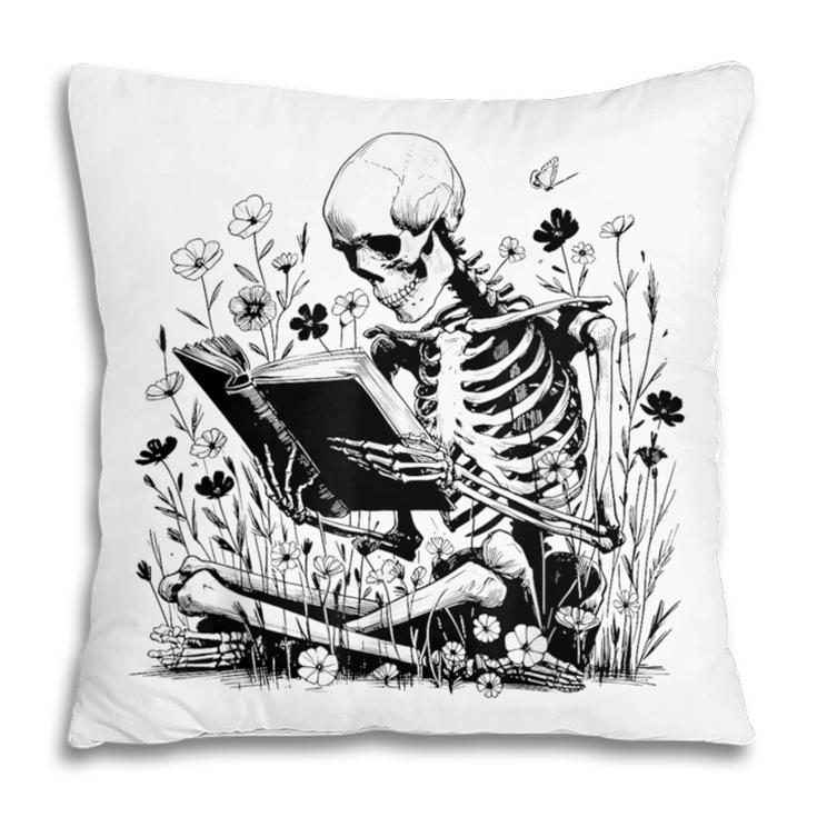 Skeleton Skull Halloween Book Reading Books Lover Teacher Pillowcase Skeleton Skull Halloween Book Reading Books Lover Teacher Pillowcase