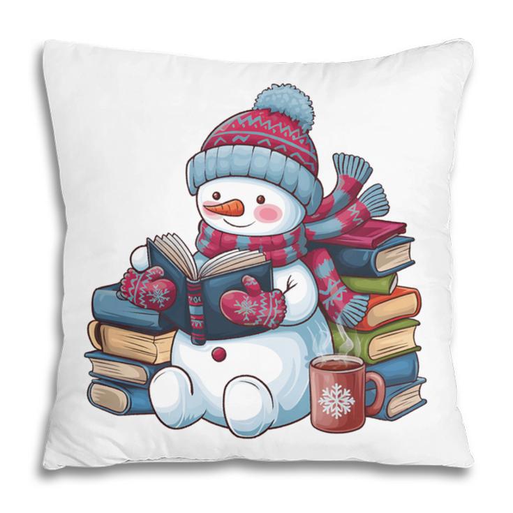 Snowman Reading Book Lovers Christmas Bookworm Librarian Pillowcase Snowman Reading Book Lovers Christmas Bookworm Librarian Pillowcase