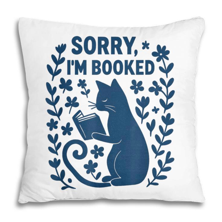 Sorry I'm Booked Cat Reading Book Boho Flowers Vintage Pillowcase Sorry I'm Booked Cat Reading Book Boho Flowers Vintage Pillowcase