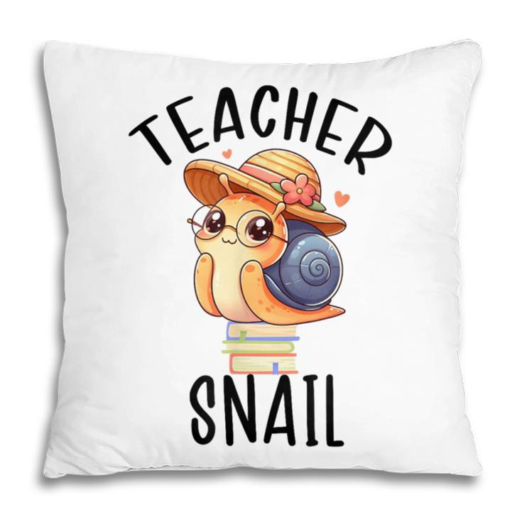 Teacher Snail With Glasses On Books Cute Pre-K Kindergarten Pillowcase