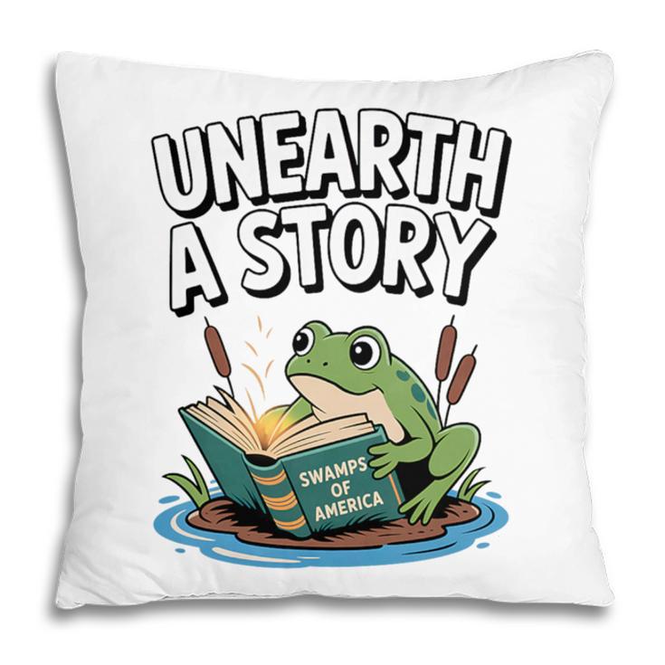 Unearth a Story Frog Reading a Book Summer 2026 Premium Tri-Blend Pillowcase